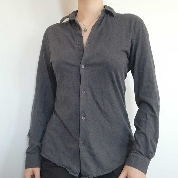 Vintage 90s classic basic grey cotton button-up shirt for work / office - Picture 2 of 16